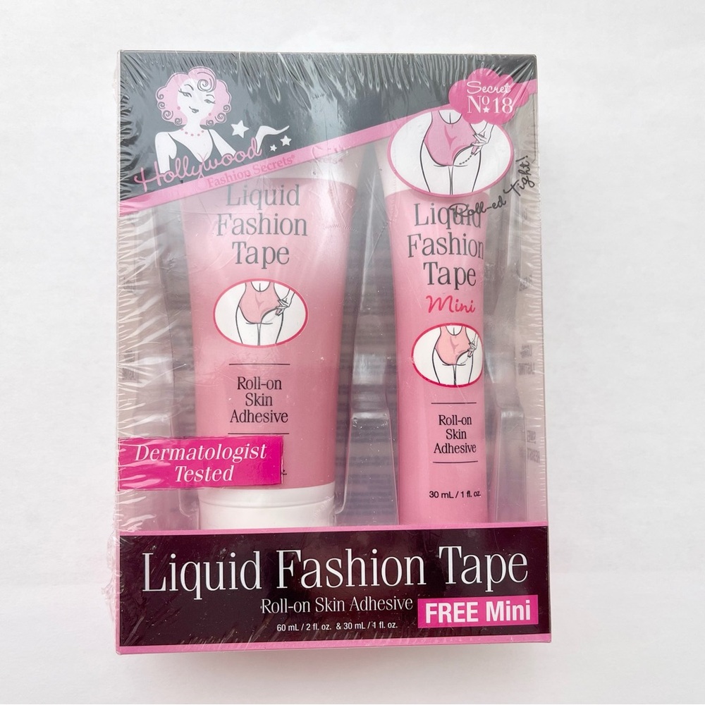 NIB Hollywood Fashion Secrets Liquid Fashion Tape Roll-On Adhesive Set of 2